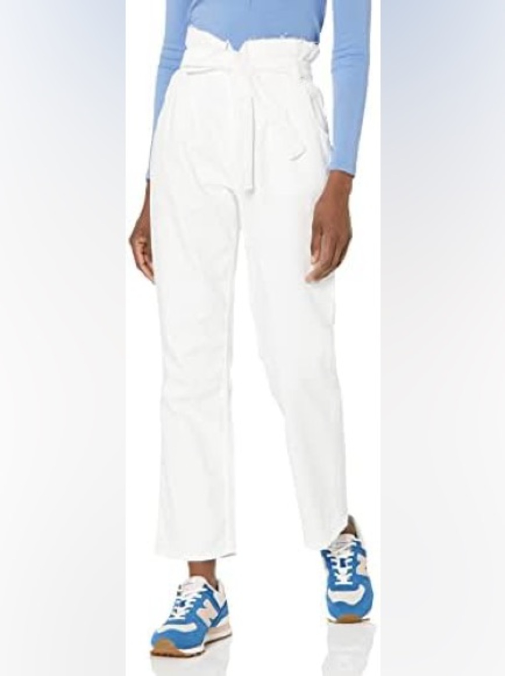 Hudson Jeans White Straight-Leg Paperbag Waist